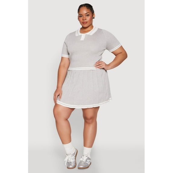 Womens Plus Size Daisy Varsity Stripe Pleated Skort