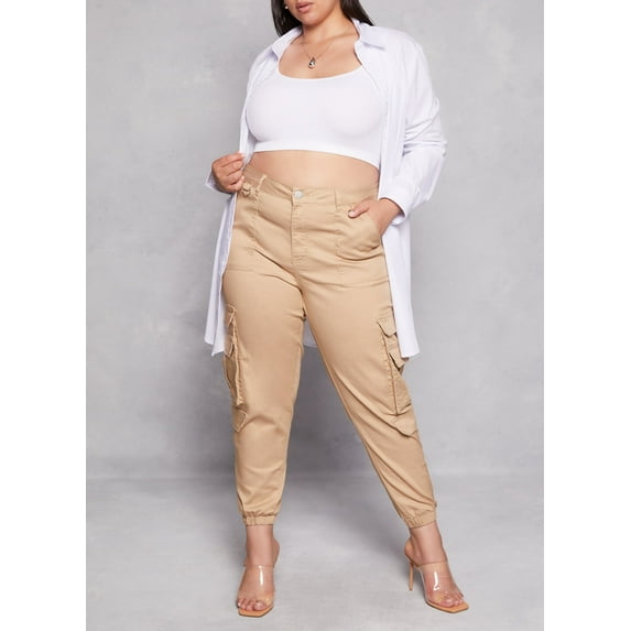 Womens Plus Size Double Cargo Pocket Joggers