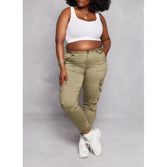Womens Plus Size Double Cargo Pocket Joggers