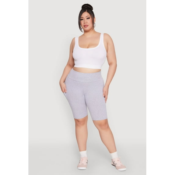 Womens Plus Size High Waist Cell Phone Pocket Biker Shorts