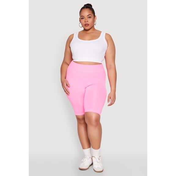 Womens Plus Size High Waist Seamless Biker Shorts