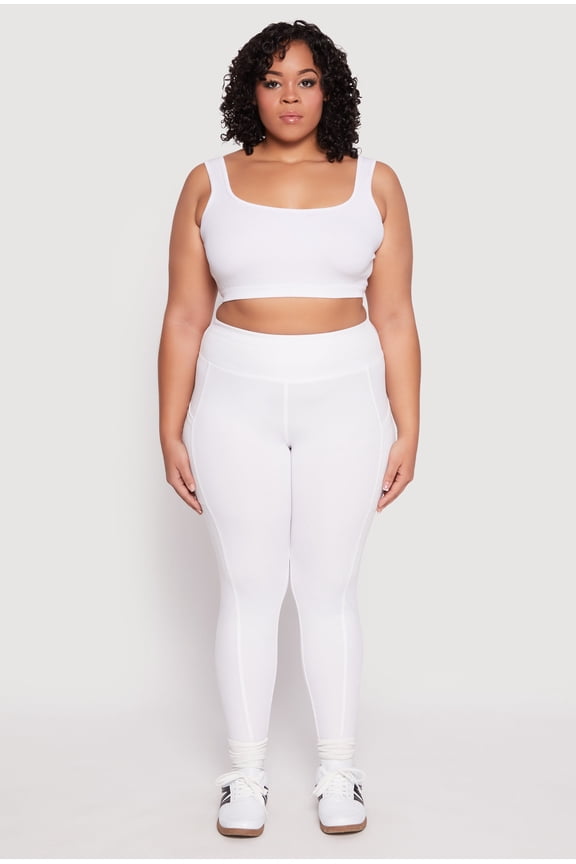 Womens Plus Size High Waist Side Pocket Leggings