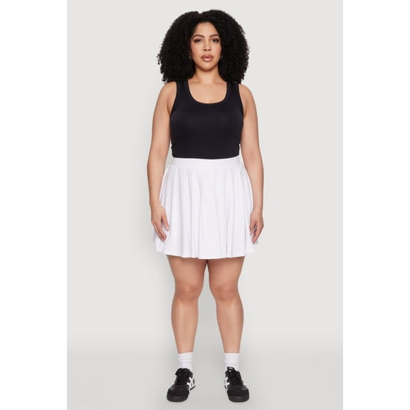 Womens Plus Size High Waisted Active Pleated Skirt