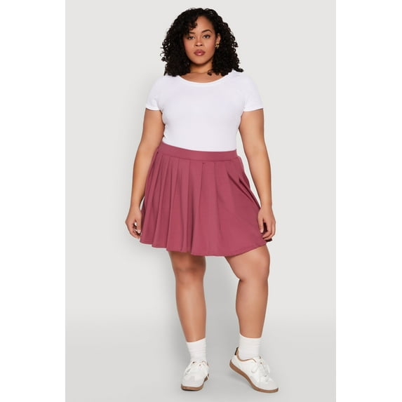 Womens Plus Size High Waisted Active Pleated Skirt