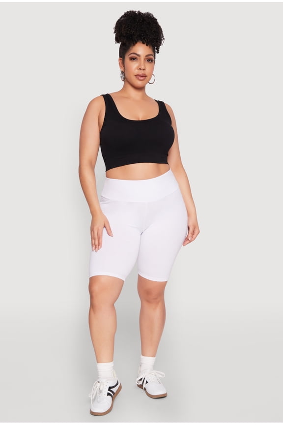 Women's Plus Size High Waisted Bike Shorts