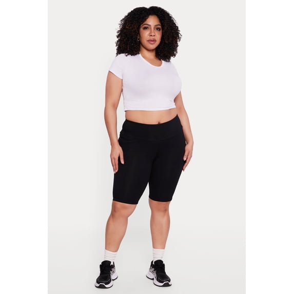 Womens Plus Size High Waisted Bike Shorts
