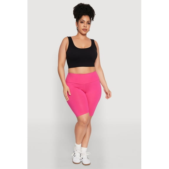 Womens Plus Size High Waisted Bike Shorts