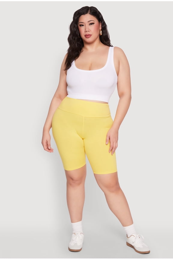 Womens Plus Size High Waisted Bike Shorts