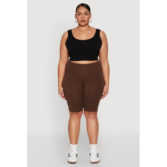 Womens Plus Size High Waisted Bike Shorts
