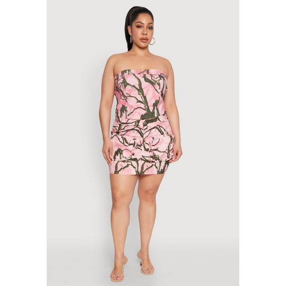 Womens Plus Size Hunter Camo Mini Cargo Skirt