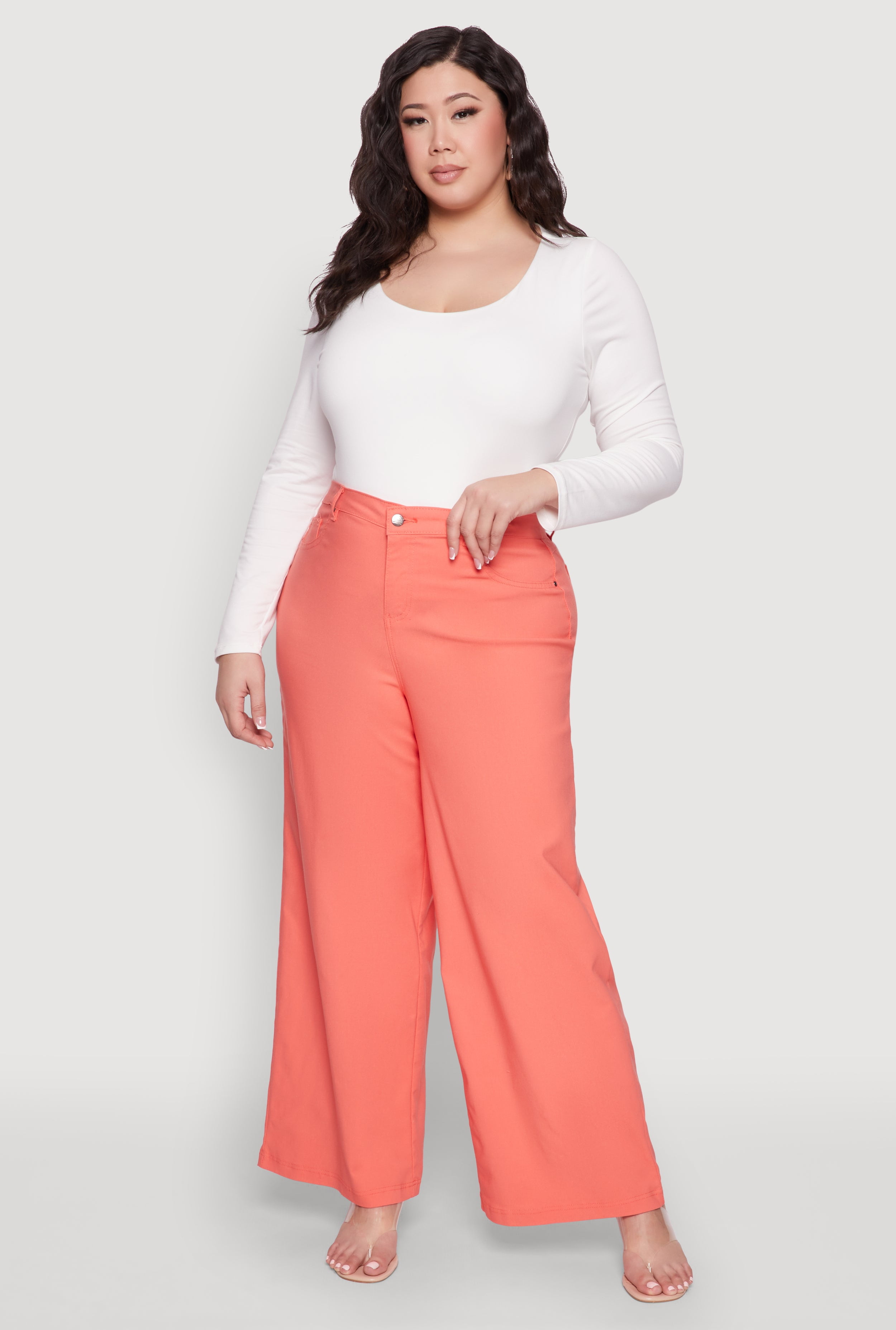 Womens Plus Size Hyperstretch Wide Leg Pants