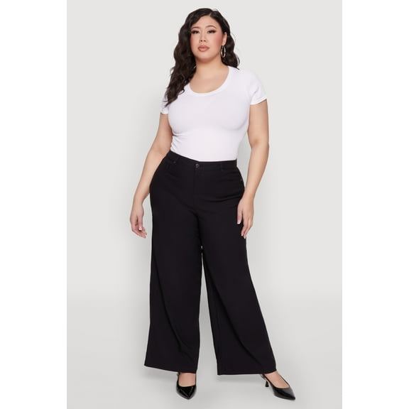 Womens Plus Size Hyperstretch Wide Leg Pants