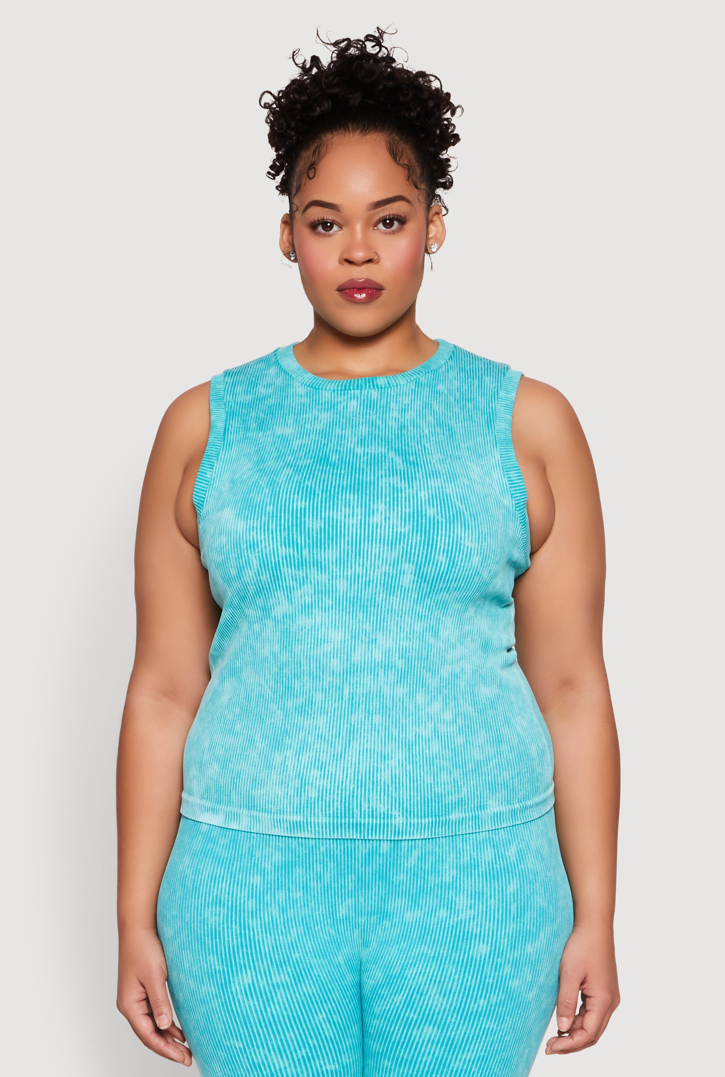 Womens Plus Size Mineral Wash Ribbed Knit Tank Top - Walmart.com