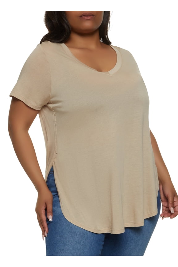 Womens Plus Size Oversized High Low Tee
