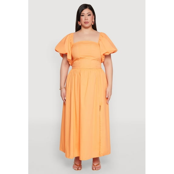 Womens Plus Size Poplin Maxi Skirt