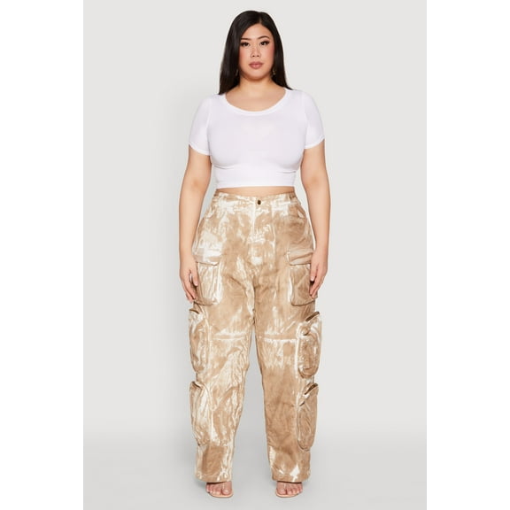 Womens Plus Size Printed Pattern Cargo Pants
