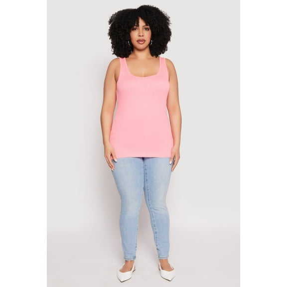 Womens Plus Size Rib Knit Tank Top