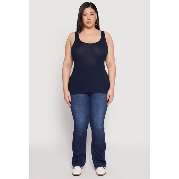 Womens Plus Size Rib Knit Tank Top