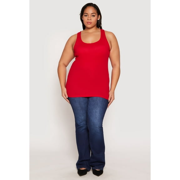 Womens Plus Size Rib Knit Tank Top