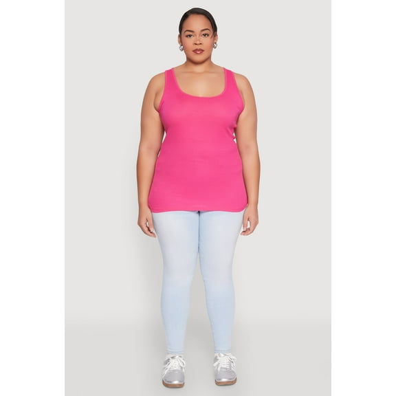 Womens Plus Size Rib Knit Tank Top