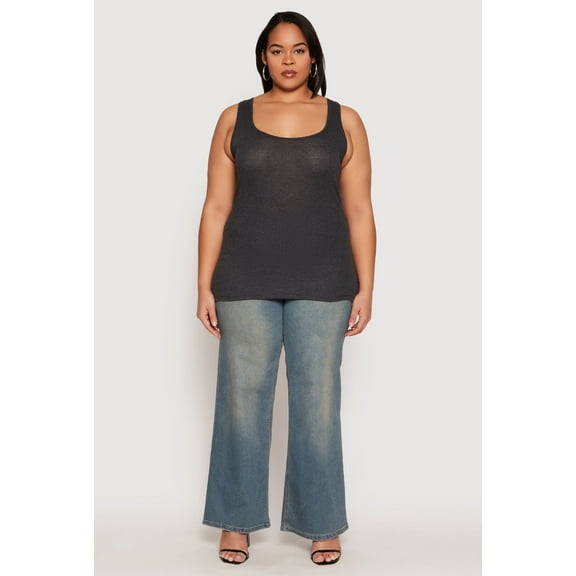 Womens Plus Size Rib Knit Tank Top