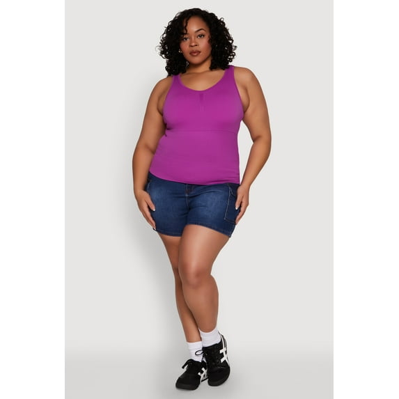 Womens Plus Size Ribbed Knit Seamless Tank Top