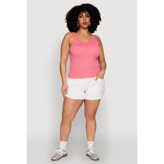 Womens Plus Size Ribbed Knit Seamless Tank Top