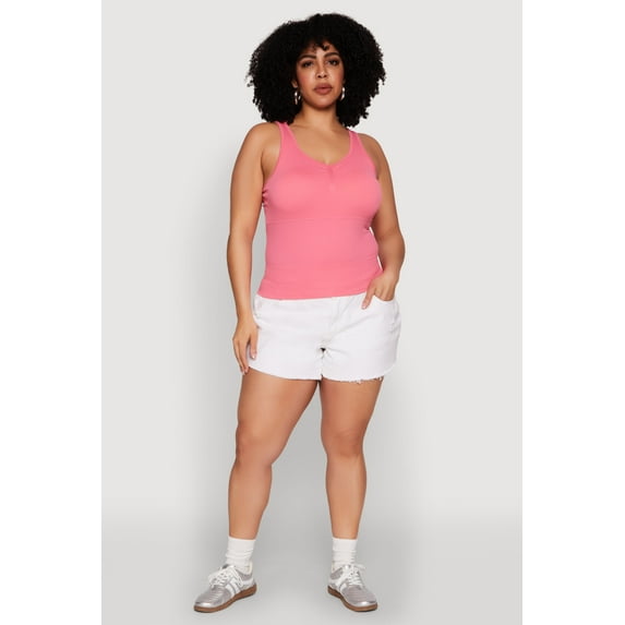 Womens Plus Size Ribbed Knit Seamless Tank Top