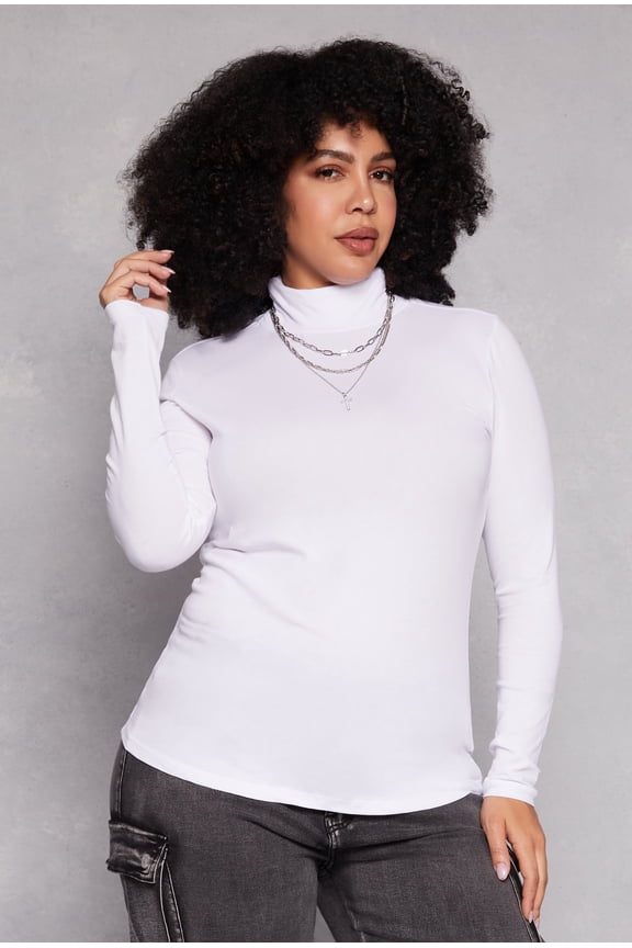 Women's Plus Size Ruched Mock Neck T Shirt