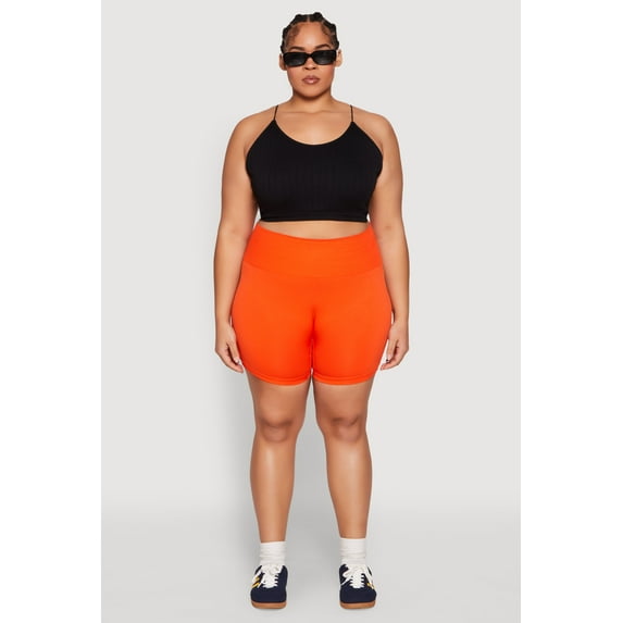 Womens Plus Size Seamless Biker Shorts