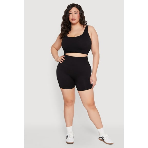 Womens Plus Size Seamless Biker Shorts