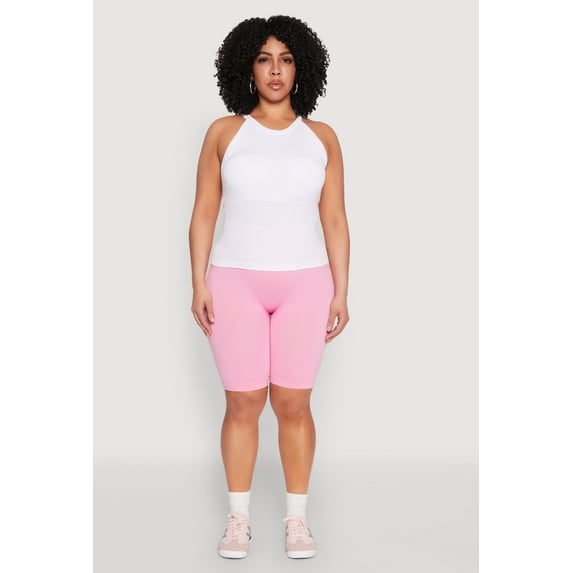 Womens Plus Size Seamless High Neck Tank Top