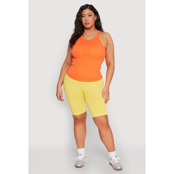 Womens Plus Size Seamless High Neck Tank Top