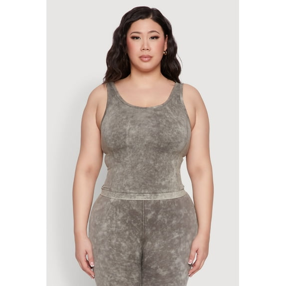 Womens Plus Size Seamless Mineral Wash Tank Top