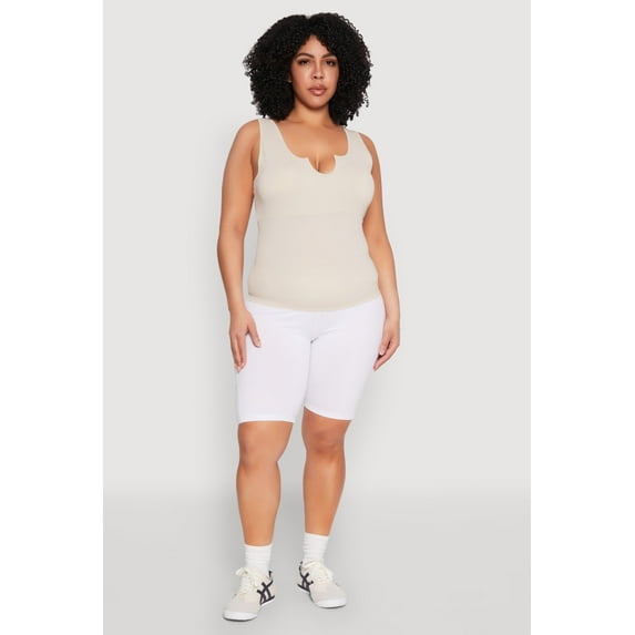 Womens Plus Size Seamless Notch Neck Tank Top
