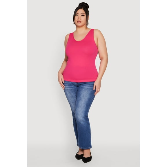 Womens Plus Size Seamless Rib Knit Tank Top