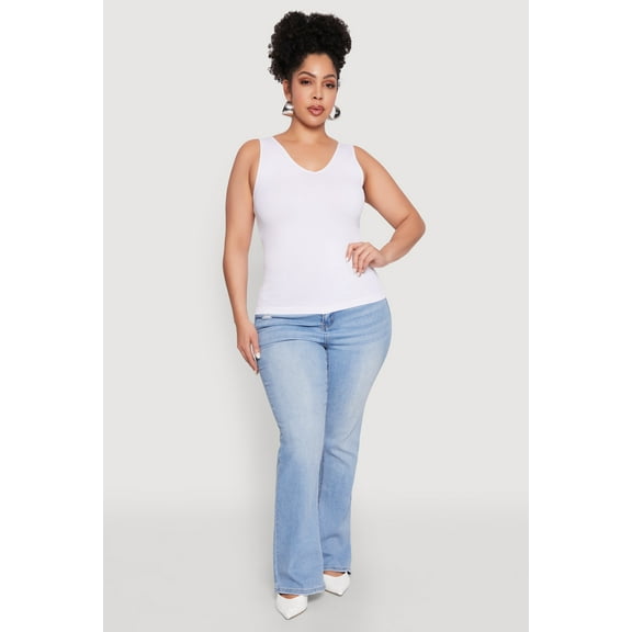 Womens Plus Size Seamless Rib Knit Tank Top