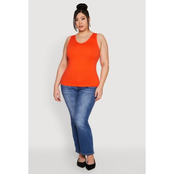 Womens Plus Size Seamless Rib Knit Tank Top