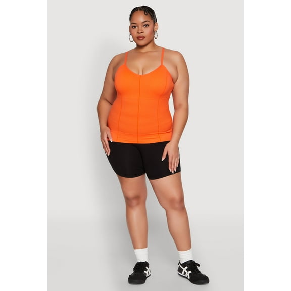 Womens Plus Size Seamless Ribbed V Neck Cami