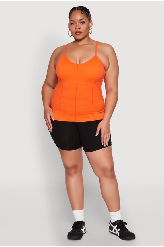 Womens Plus Size Seamless Ribbed V Neck Cami