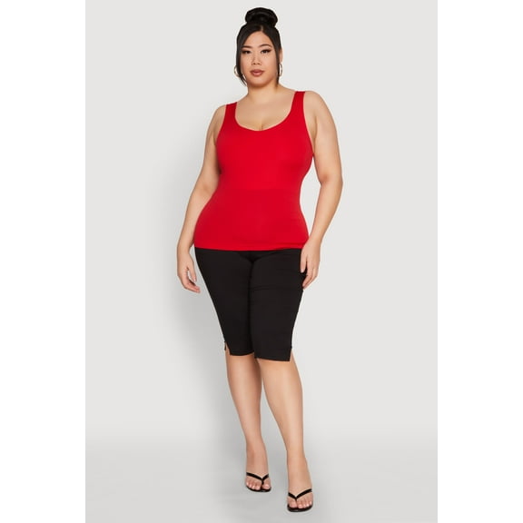 Womens Plus Size Seamless Shelf Bra Tank Top