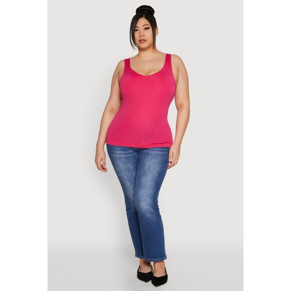 Womens Plus Size Seamless Shelf Bra Tank Top