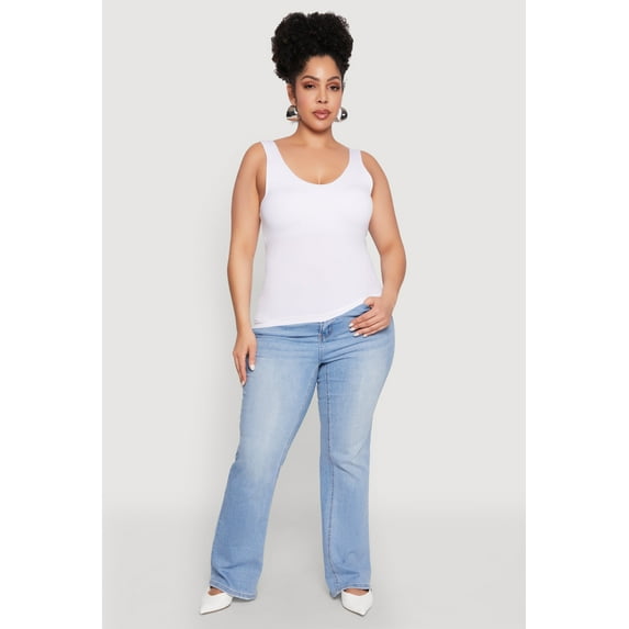 Womens Plus Size Seamless Shelf Bra Tank Top