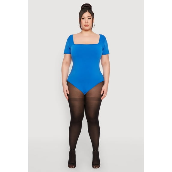 Womens Plus Size Seamless Square Neck Bodysuit