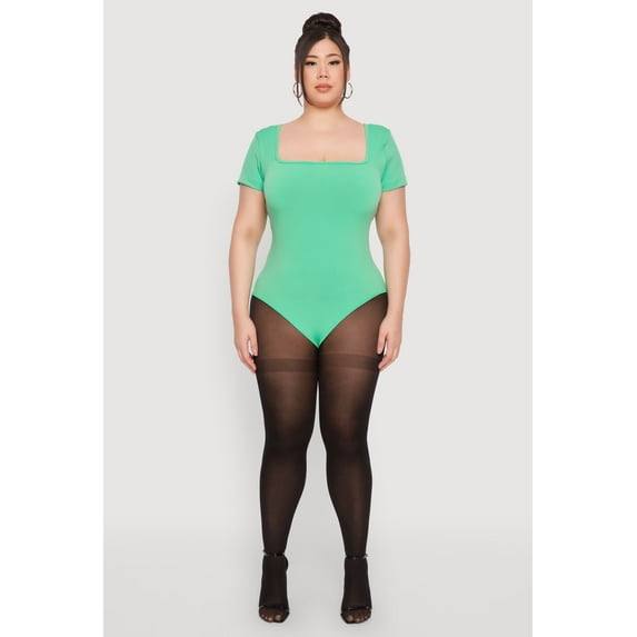 Womens Plus Size Seamless Square Neck Bodysuit