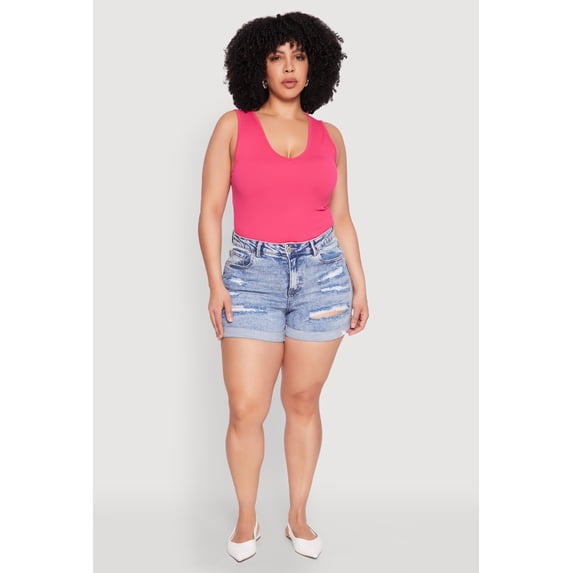 Womens Plus Size Seamless V Neck Rib Knit Top