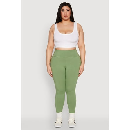 Womens Plus Size Side Pocket High Waisted Leggings