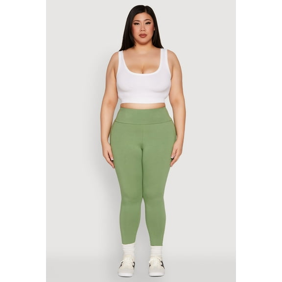 Womens Plus Size Side Pocket High Waisted Leggings