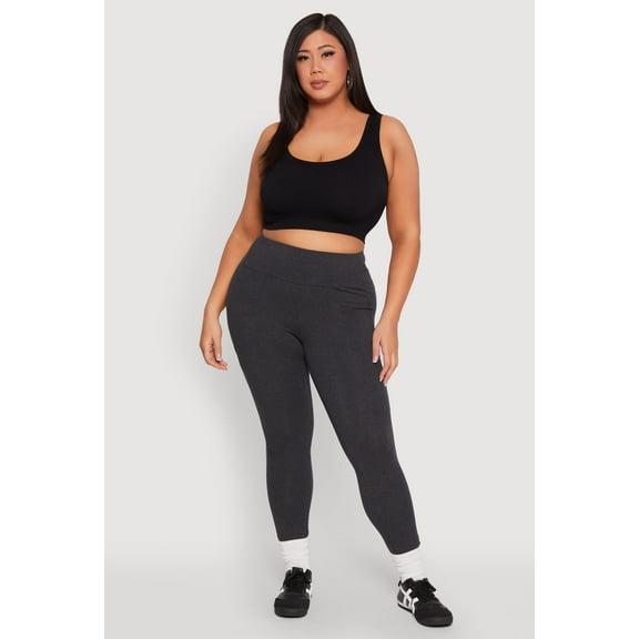 Womens Plus Size Side Pocket High Waisted Leggings