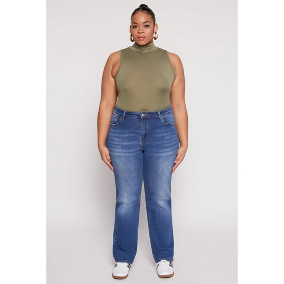 Womens Plus Size Sleeveless Mock Neck Top